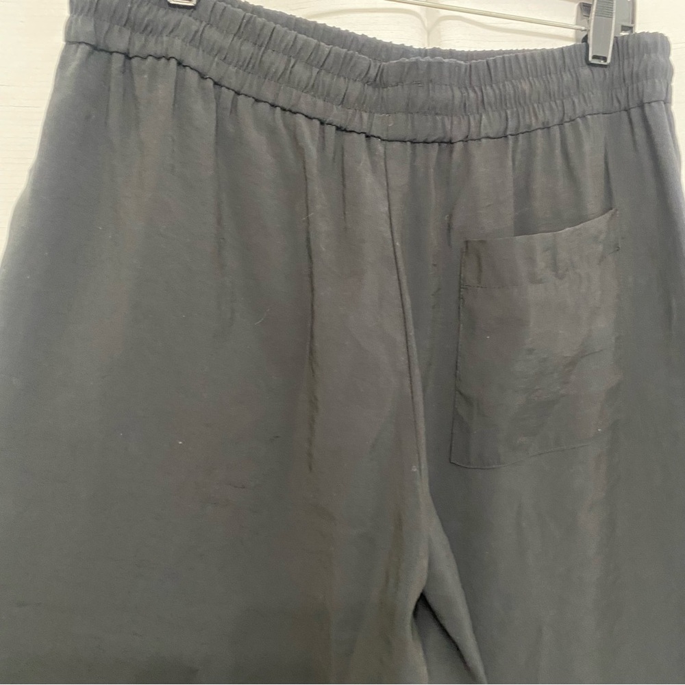Zara Black Wide Leg Cropped Pants XL | High Waist Elastic Casual Chic - Picture 8 of 15